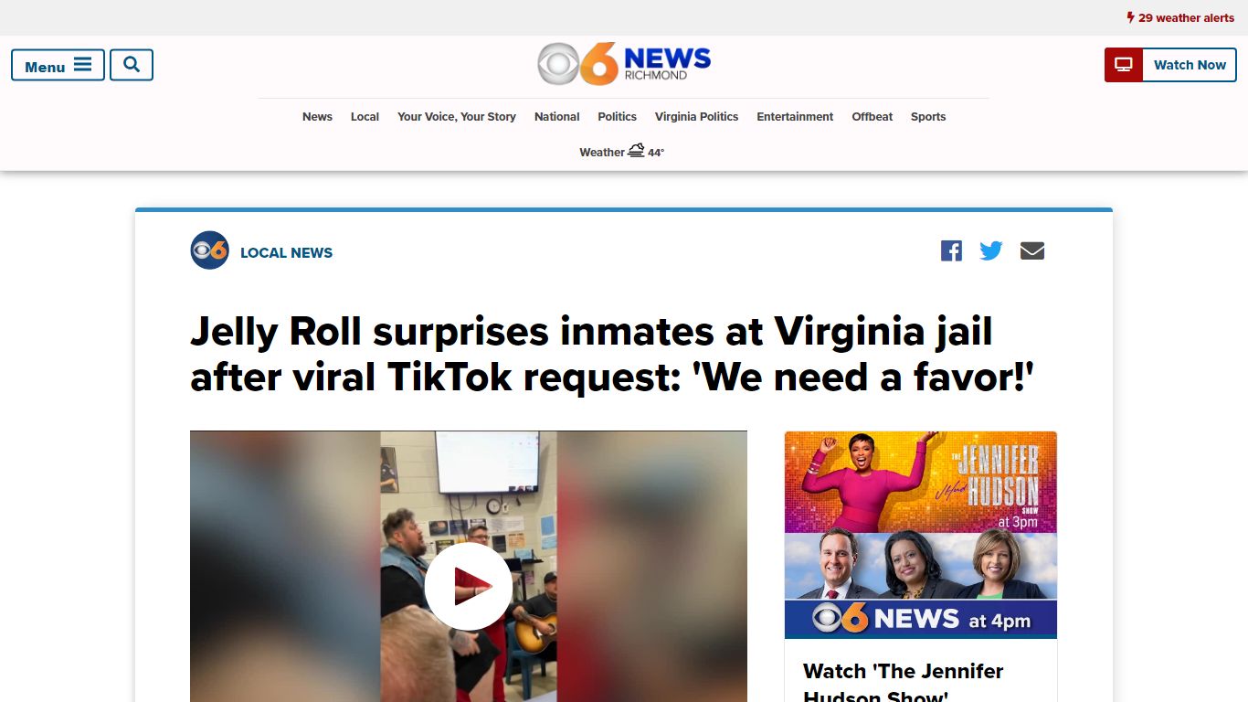 Jelly Roll surprises inmates at Virginia jail after viral TikTok ...